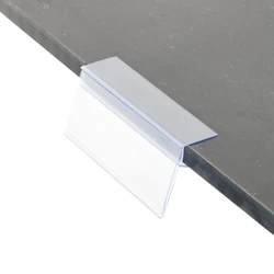 Clear Plastic Shelf Label Holders Data Strip Price Tag Display Clip On Seamlessly To Glass Shelves