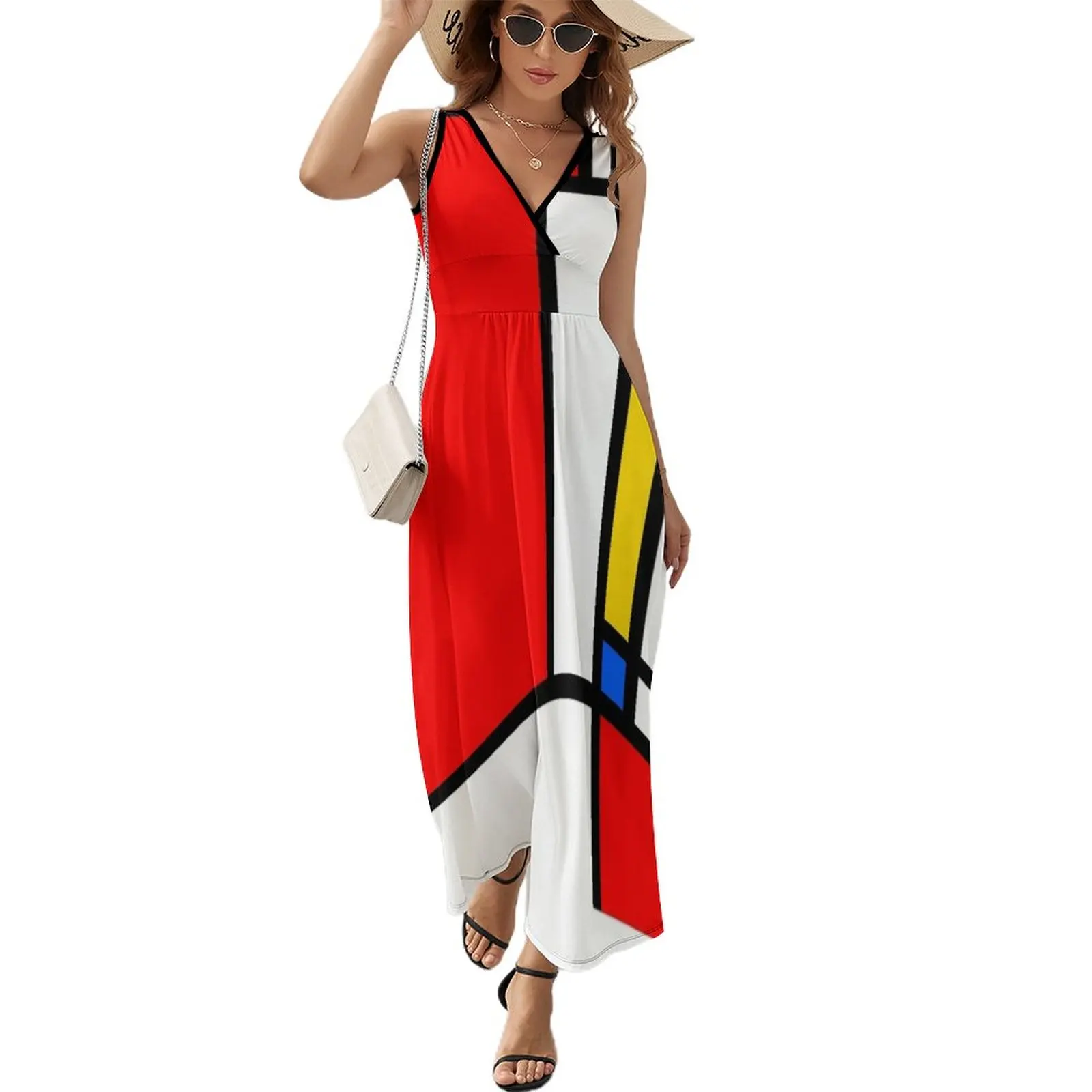 Mondrian Abstraction I Sleeveless Dress Clothing female evening dresses luxury 2024 beach dress