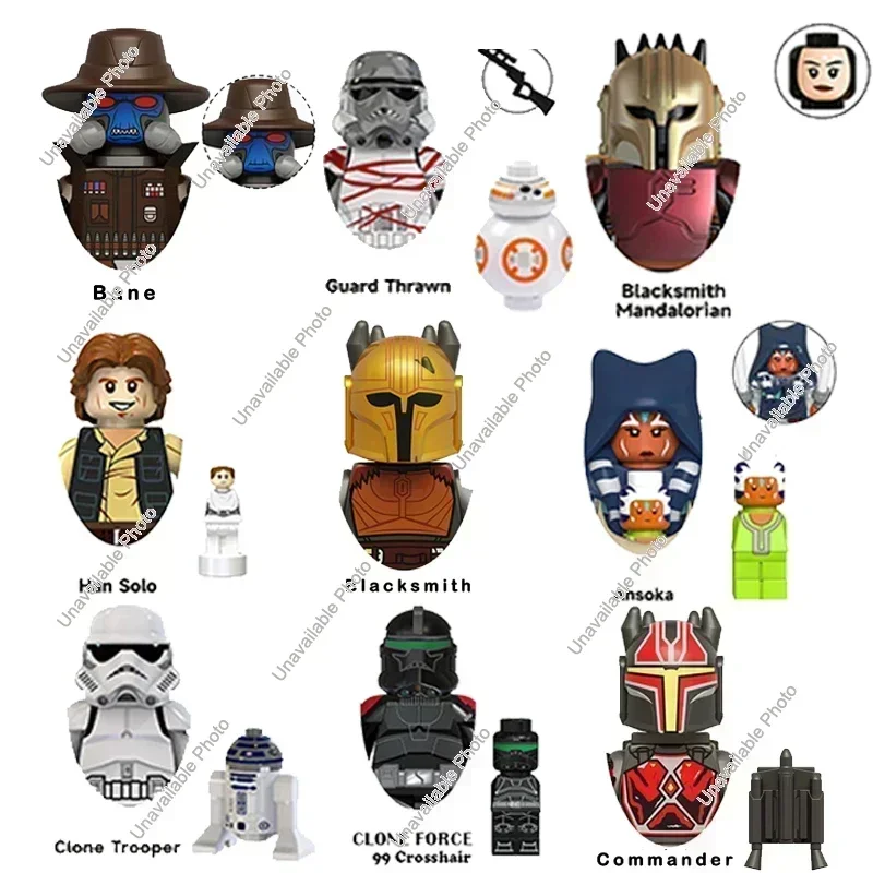 Juguetes calientes Star Wars Darth Vader clon Commander Trooper bloque de construcción mandaloriano Kylo Ren Palpatine ladrillo Ahsoka figura chico juguete