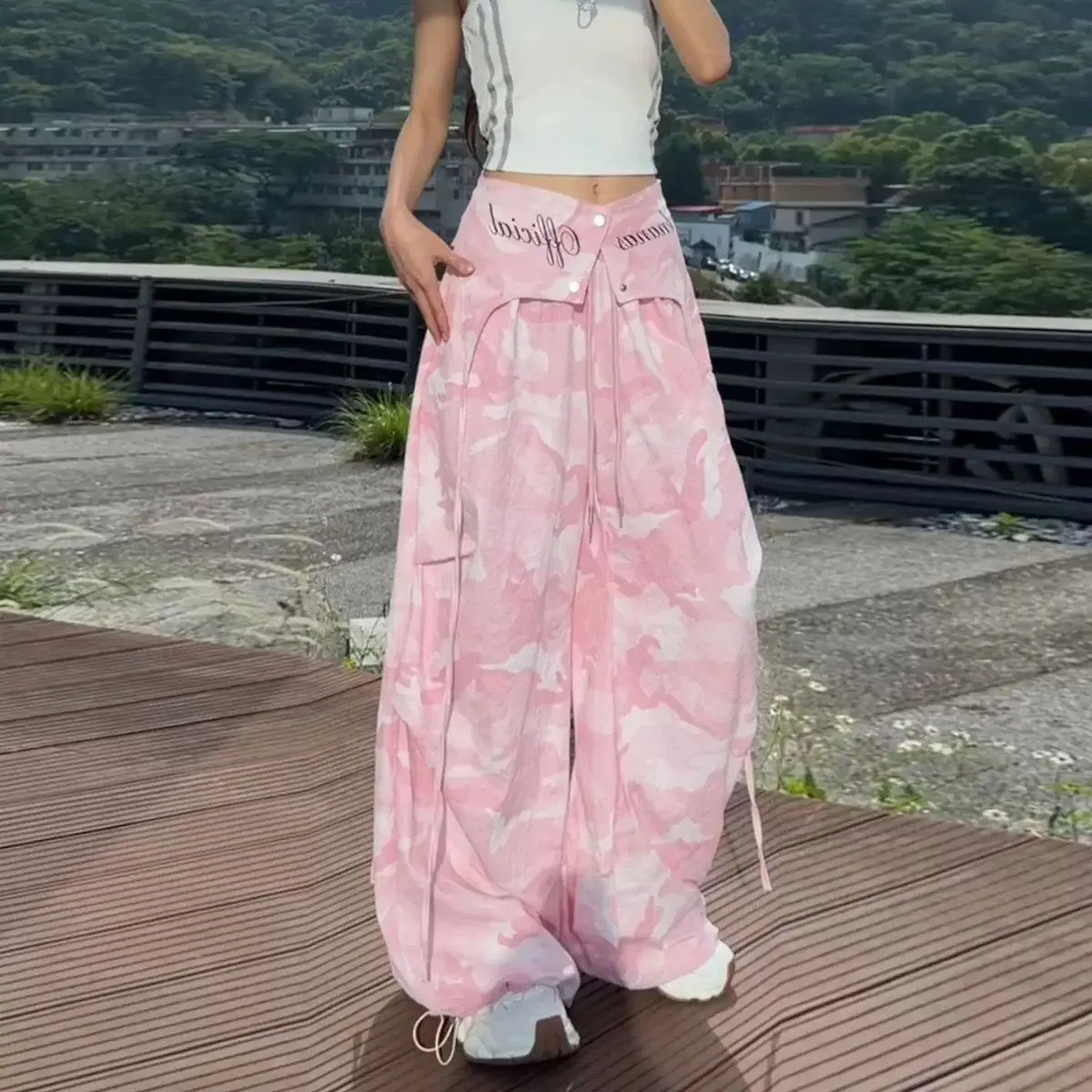2026 Spring Autumn Work Pants Women's Summer Thin Style Two piece Quick drying Wide Leg Pants High Waist Versatile Casual Pants