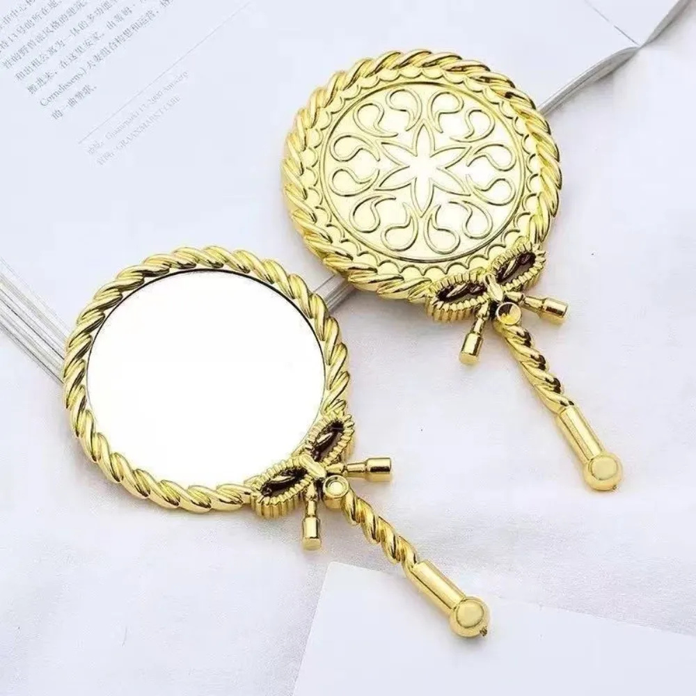 Round Shape Handheld Makeup Mirror Noble Ancient Court Style High Definition European Mirror Portable Hand Hold Makeup Mirror