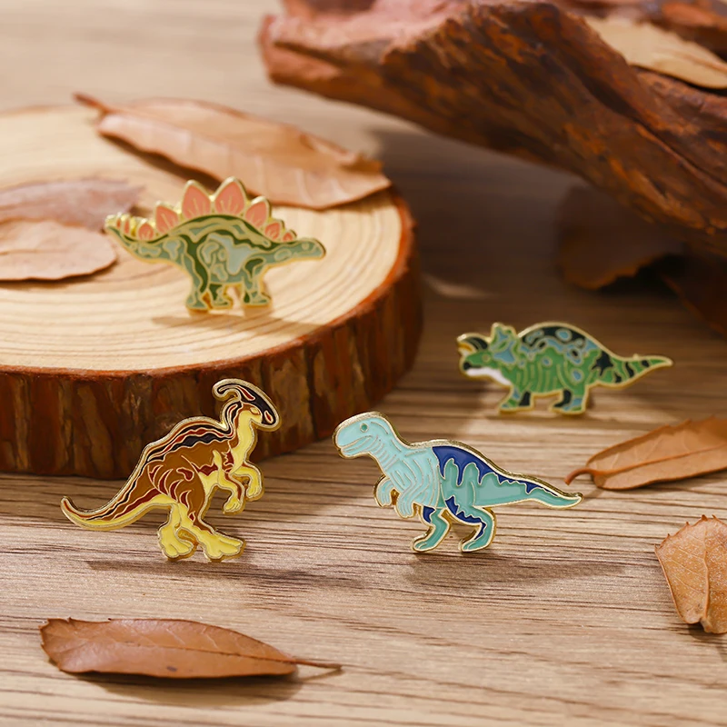 Kleurrijke Dino Emaille Pins Custom Jurassic Dinosaurussen Broches Revers Badges Cartoon Dier Sieraden Cadeau voor Kinderen Vrienden
