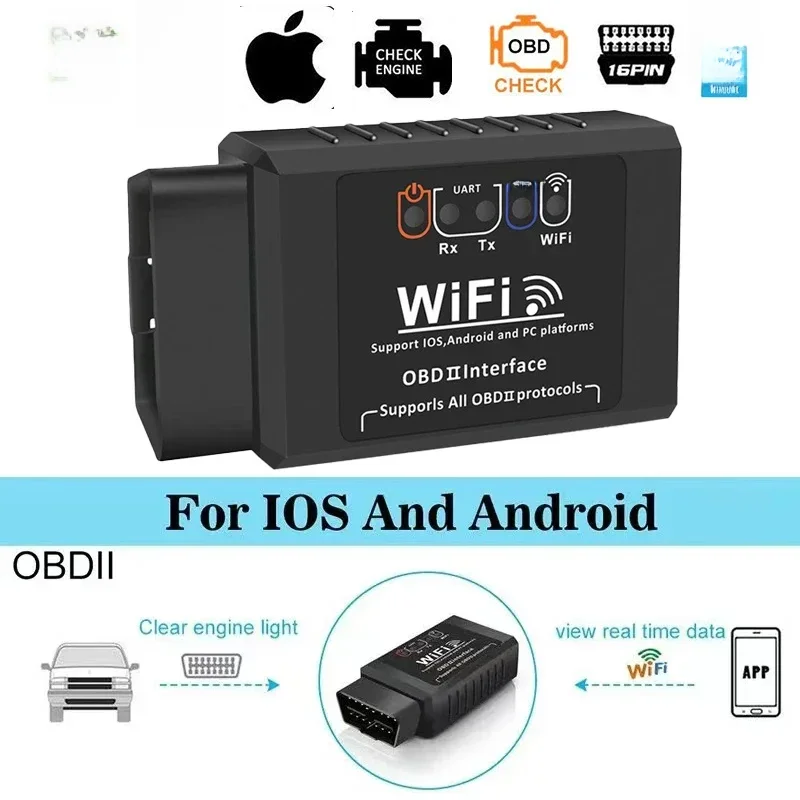 1 Pc OBD II WIFI ELM327 V 1.5 Scanner OBD II Automotive Fault Detection Instrument Simple and Easy to Operate