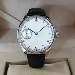 no logo 41mm Manual mechanical men's Watch White dial Blue number blue hand Seagull ST3600 Movement