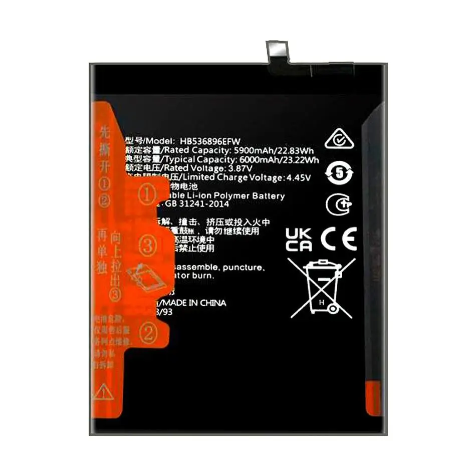 Replacement Mobile Phone Battery For Huawei Nova Y70 For Honor Play 7T X20 SE 4G Enjoy 50 60 HB536896EFW 6000mAh