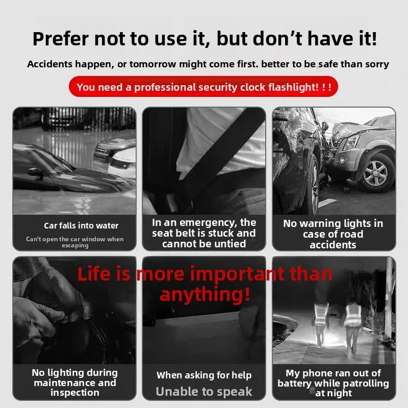 Multifunctional laser strong light charging super bright car safety hammer broken window escape emergency light