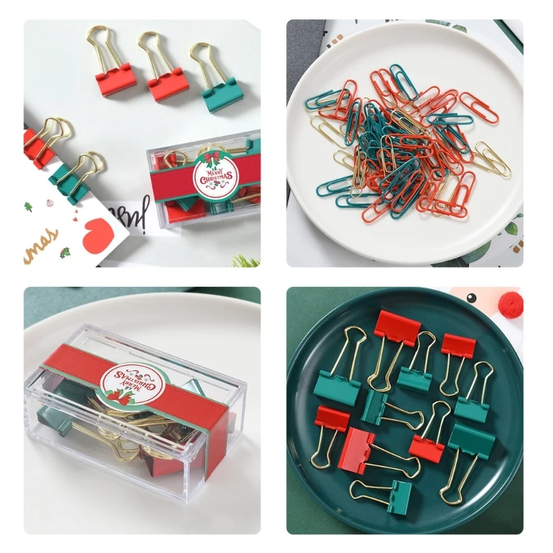 عيد الميلاد تحت عنوان دفع دبابيس الزخرفية الإبهام المسامير خريطة دبابيس ورقة كليب المعادن ورقة الموثق كليب مع حالة للمكتب
