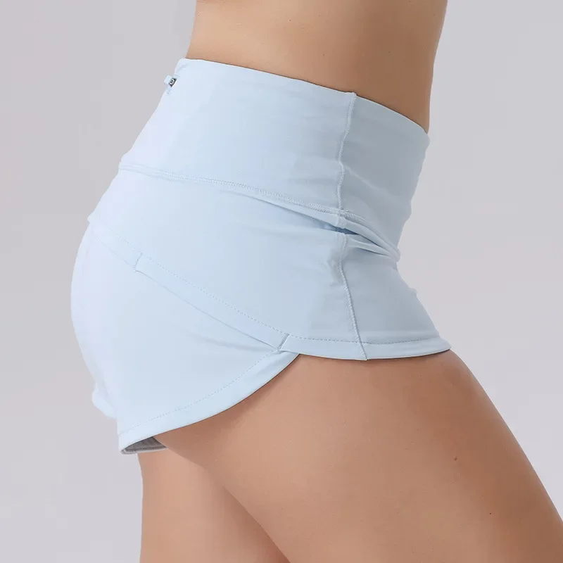 Yoga Shorts Summer 2.5 inch Women Sportswear Loose Breathable Drape Silky High Waist Hip Peach Fitness Shorts