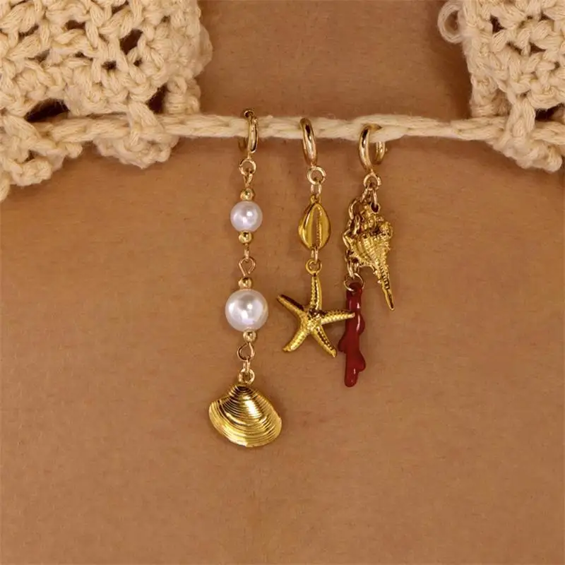 1/3 Stück Edelstahl, kreativer Muschel-, Korallen- und Seepferdchen-Bikini-Schnallenanhänger für Damen, Seestern, Fisch, Muschel, Bikini-Badebekleidung, Schmuck – Detail 2