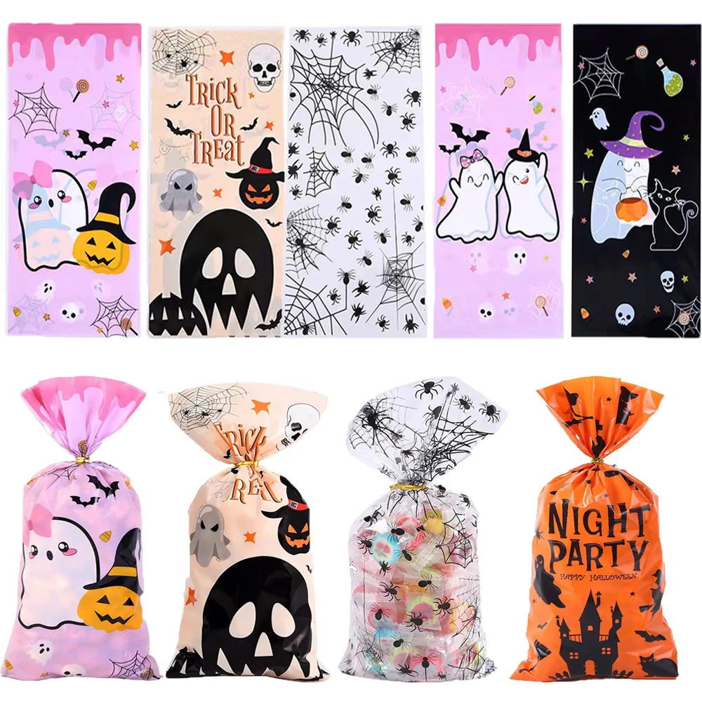 10/50pcs Pink Black Halloween Candy Treat Bags, Little Boo Gift Bags For Halloween Theme Kids Birthday Baby Shower Party Supplie