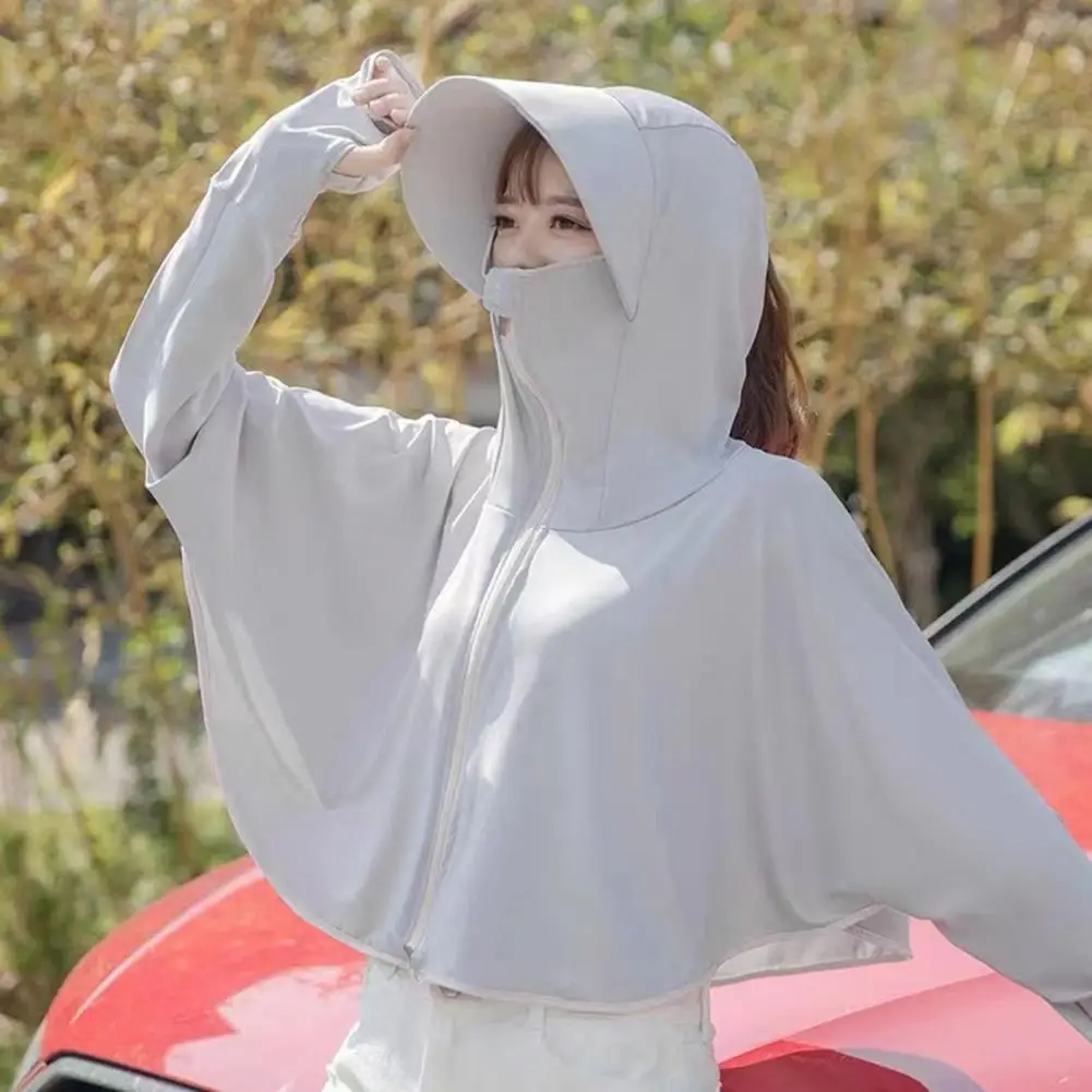 

Quick-dry Sun Protection Clothing Sun Protection Riding Coat with Thumb Holes Zipper Design for Summer Long Sleeve for Outdoor