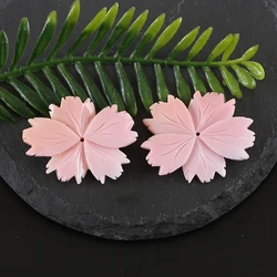Natural Pink Conch Shell Flower Carving Matched Pair Beads , Wholesale Jewelry Gift Earring Bracelet DIY Earrings Necklace