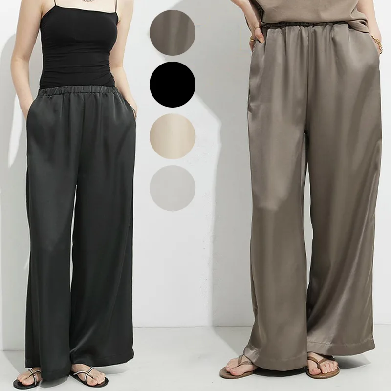

Autumn new style of drapey casual pants for women, small, high-end, lazy, solid color, loose trousers, wide-leg pants
