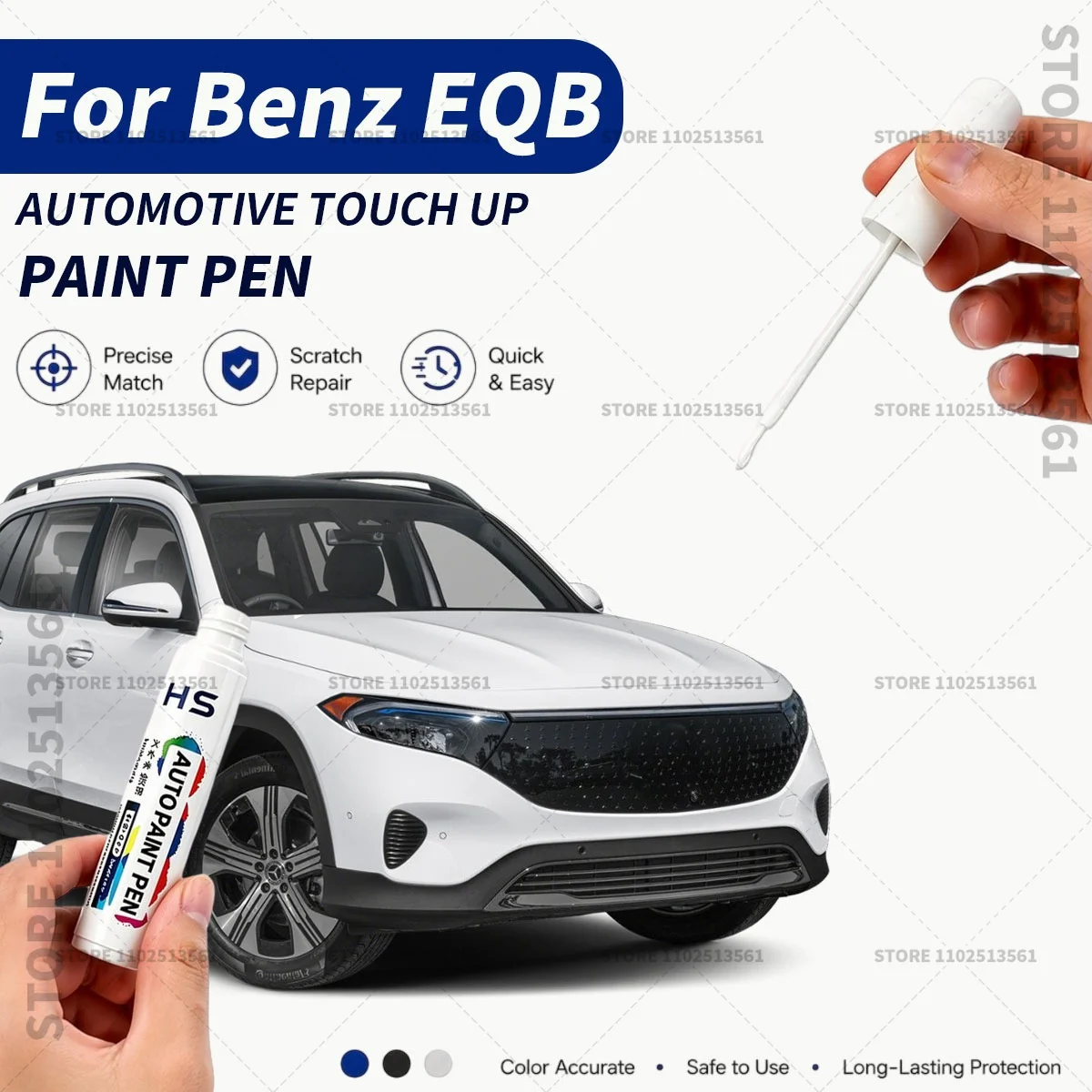 Bolígrafo de pintura para retoques automotrices, color blanco digital, negro, rojo Patagonia, para Mercedes Benz EQB, restaura la pintura del coche y elimina los arañazos