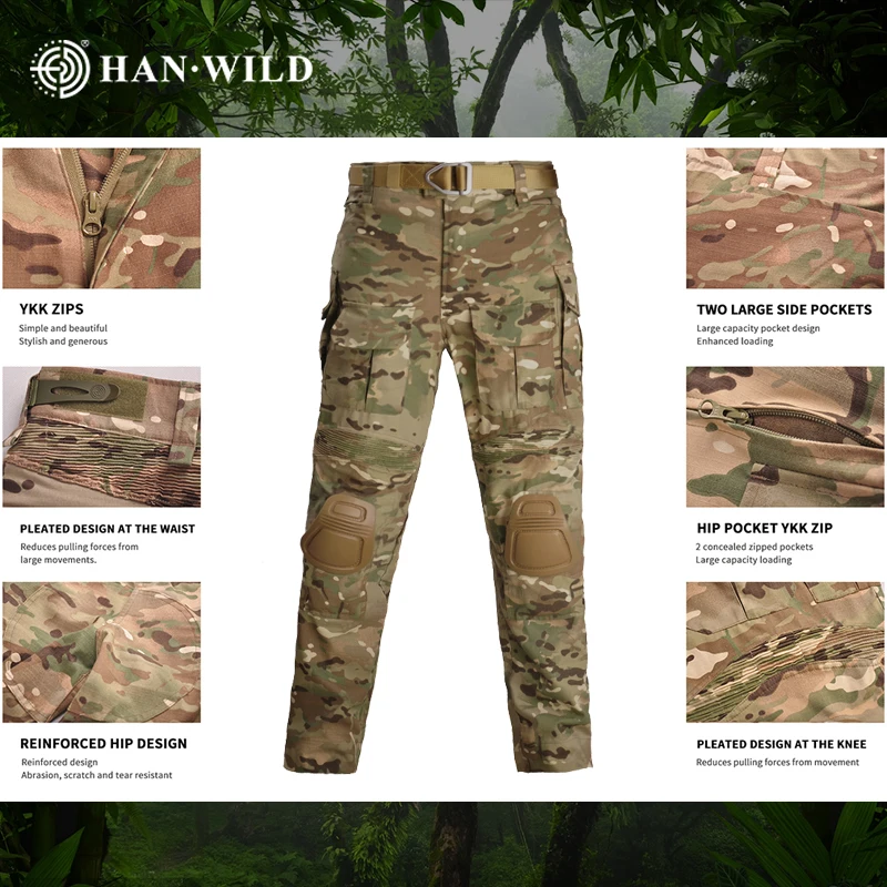 HAN WILD G3 Cargo Pants Men Combat Pants with Pads Airsoft Tactical Pant Streetwear Hunting Pants Gen3 Mens Clothing New