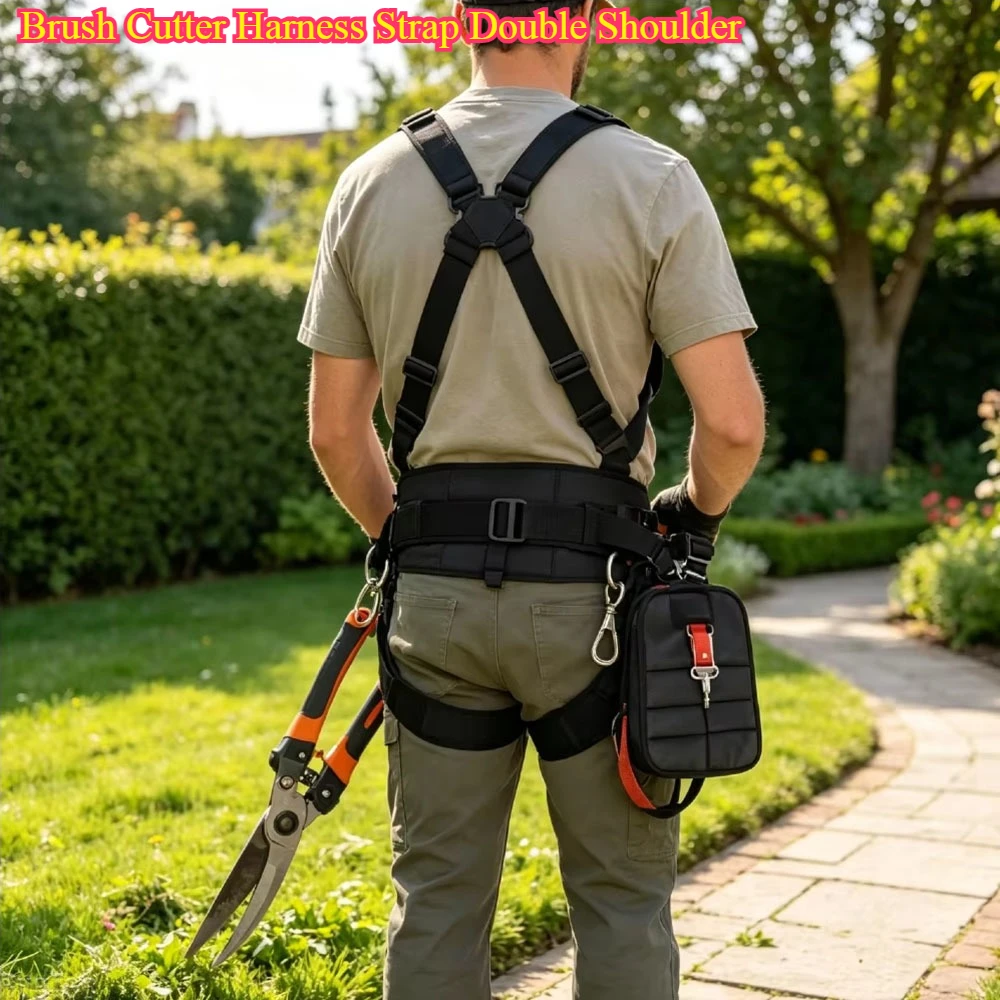 Brush Cutter Harness Strap Double Shoulder - Adjustable Belt for Garden Lawn Mower Pruner