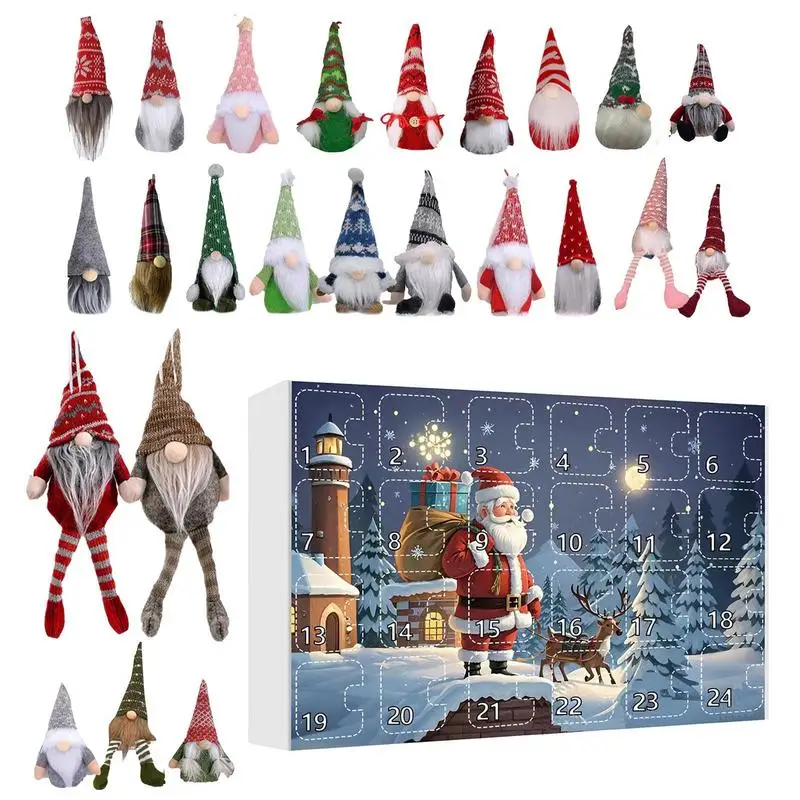 24 Days Christmas Gnome Holidays Advent Calendar with Gnomes Dolls Plush Toy Xmas Countdown Calendar 2024 Christmas Decorations