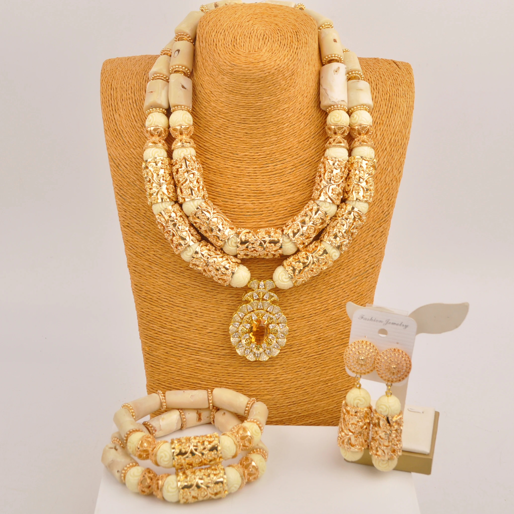 Nigerian Traditional Wedding White African Coral Bead Bride Jewelry Set