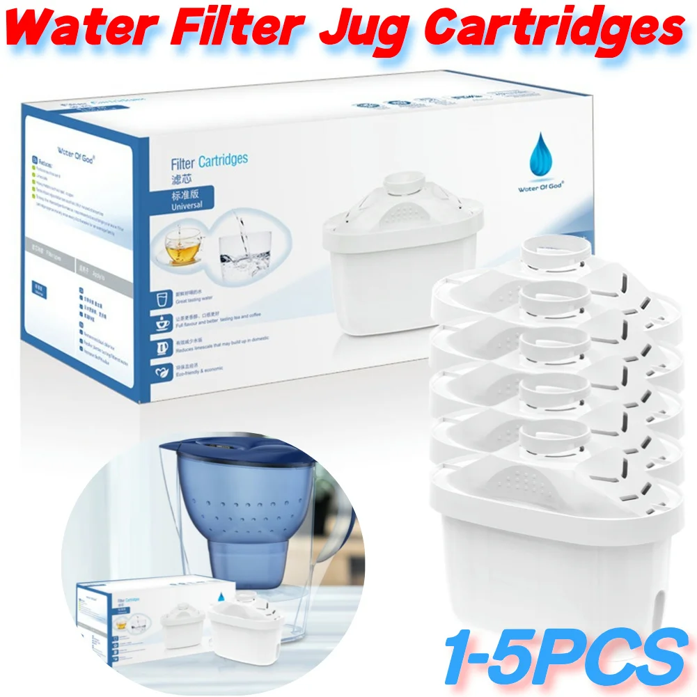 1-5PCS Water Filter Jug Cartridges Reducing Limescale Chlorine Water Filter Cartridge Activated Carbon Water Filter for Home Kit