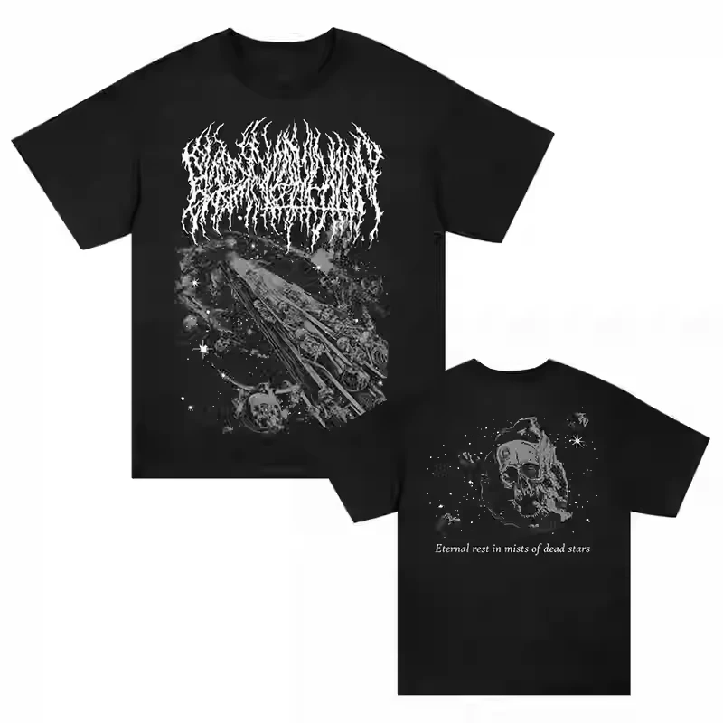 2025 Summer New Y2K Top T-shirt BLOOD INCANTATION Band Dark Metal Wind Rock American Loose Men's and Women's T-shirt