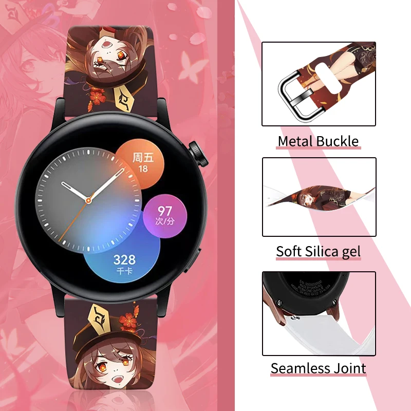 20mm Anime Printed Strap for Samsung Galaxy Watch 6/5/4 40mm 44mm Watchband 22mm Band for Amazfit Balance 5Pro 45mm Bracelet