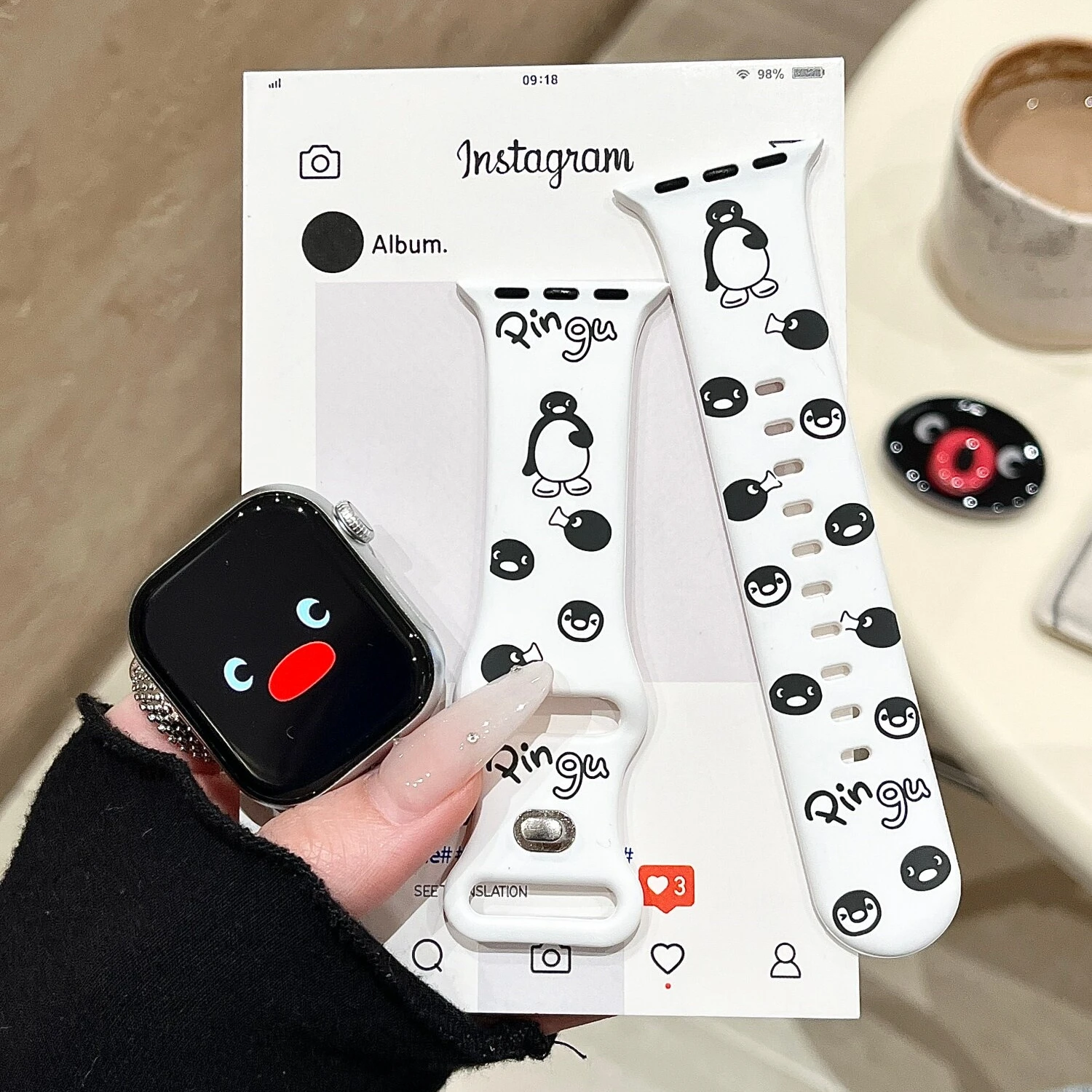 Kawaii Pingu Apple Watch Band Compatible with iWatch38 40 41 42 44 45 46 49mm Silicone Comfort Sport Strap Gift for Fans