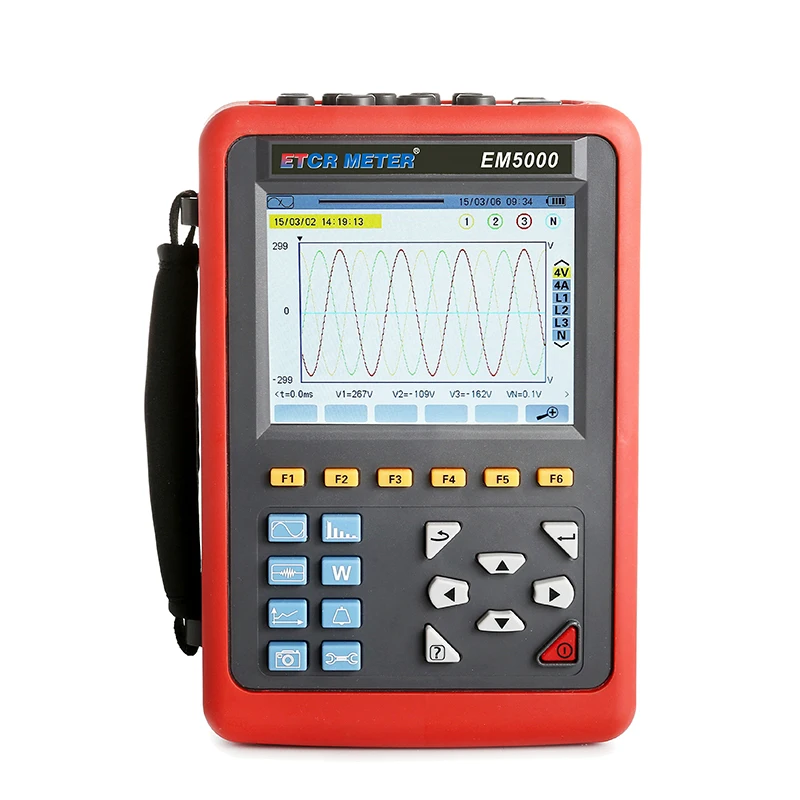 ETCR EM5000 3-Phase Energy Meter 100s Transient Waveform Storage 008B/040B Clamp Compatible 300-Day Data Logging