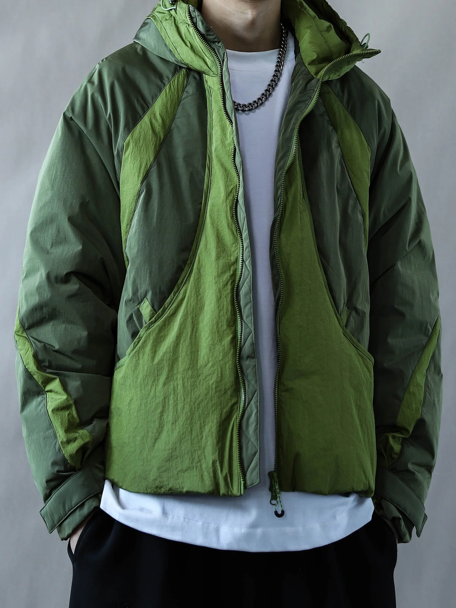 

Мужская свободная куртка-пуховик в стиле ретро с капюшоном, в стиле колор-блок, для активного отдыха, повседневная теплая верхняя одежда, городская, для досуга, с наполнителем из пуха