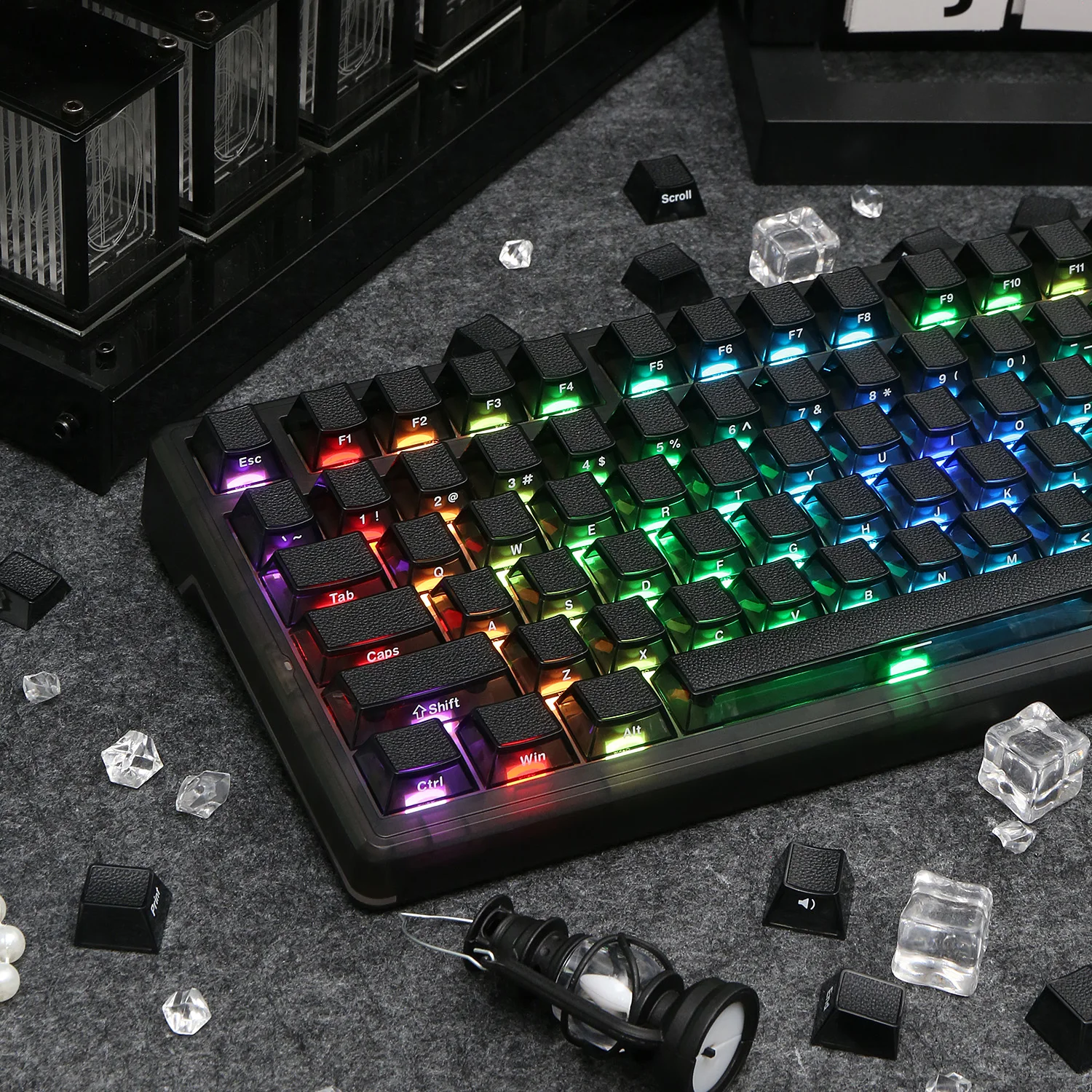 Kesi Texture Keycap Side Print Cherry Profile PBT+PC For Mechanical Gaming Keyboard Transmitting 126 Key Caps