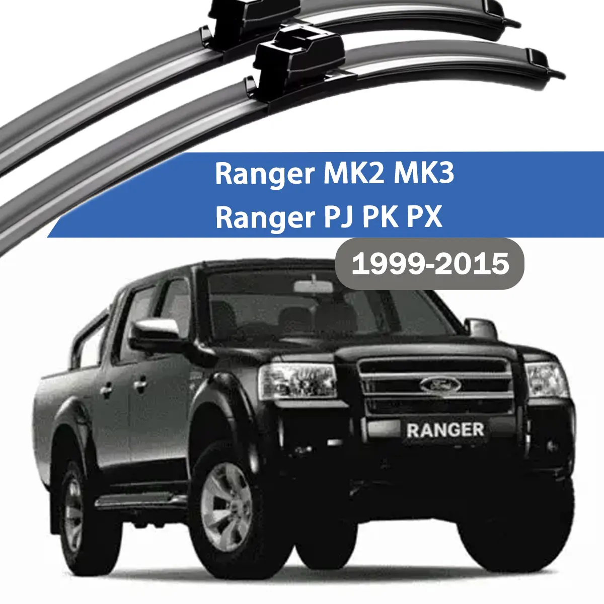 Frontscheibenwischerblätter aus Kohlefaser für Ford Ranger MK2 MK3 Ranger PJ PK PX 1999-2015.