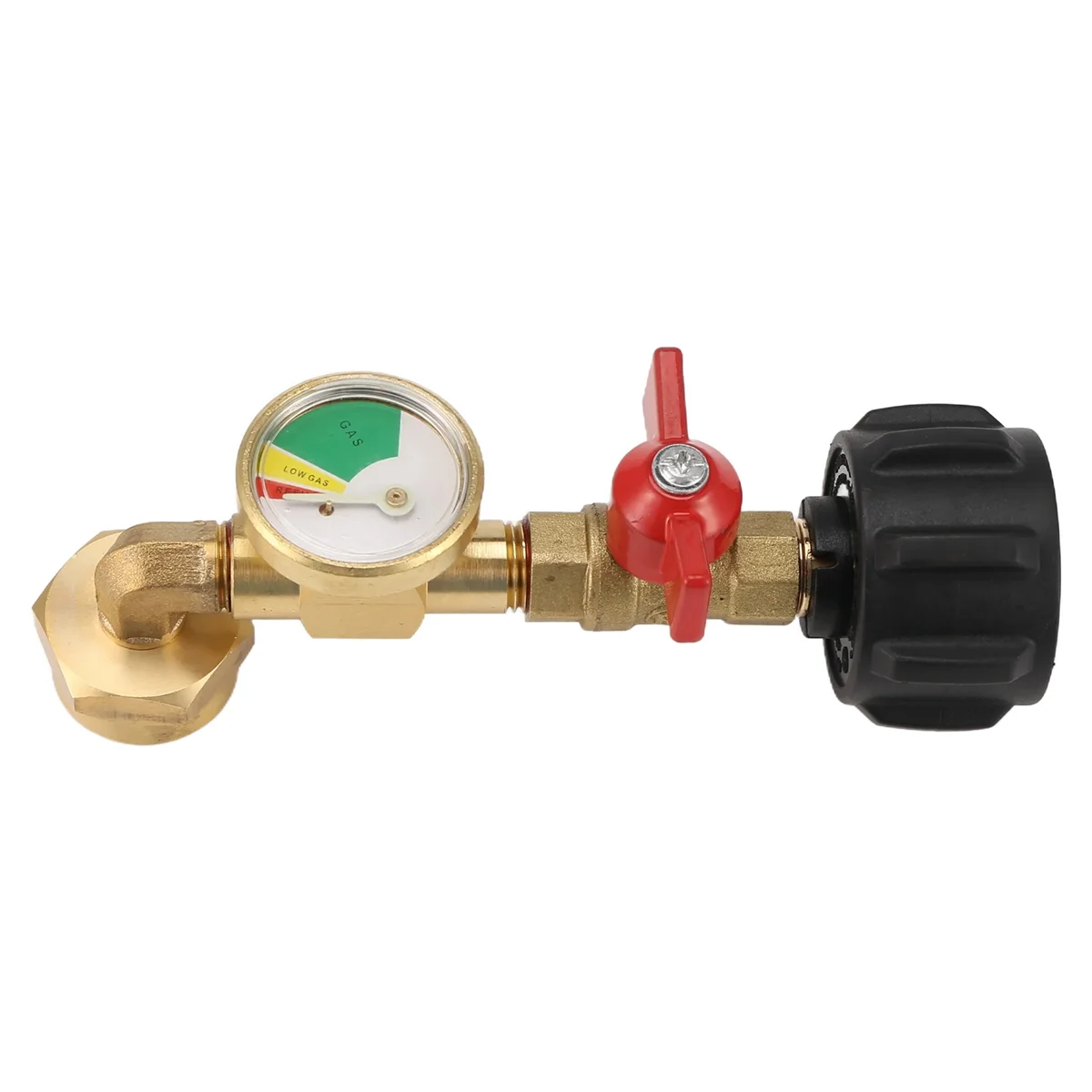 SYJZ Propane Adapter 1Lb to 20Lb, QCC1 Propane Refill Elbow Adapter with Gauge and ON-Off Control Valve for 1LB Propane Tank