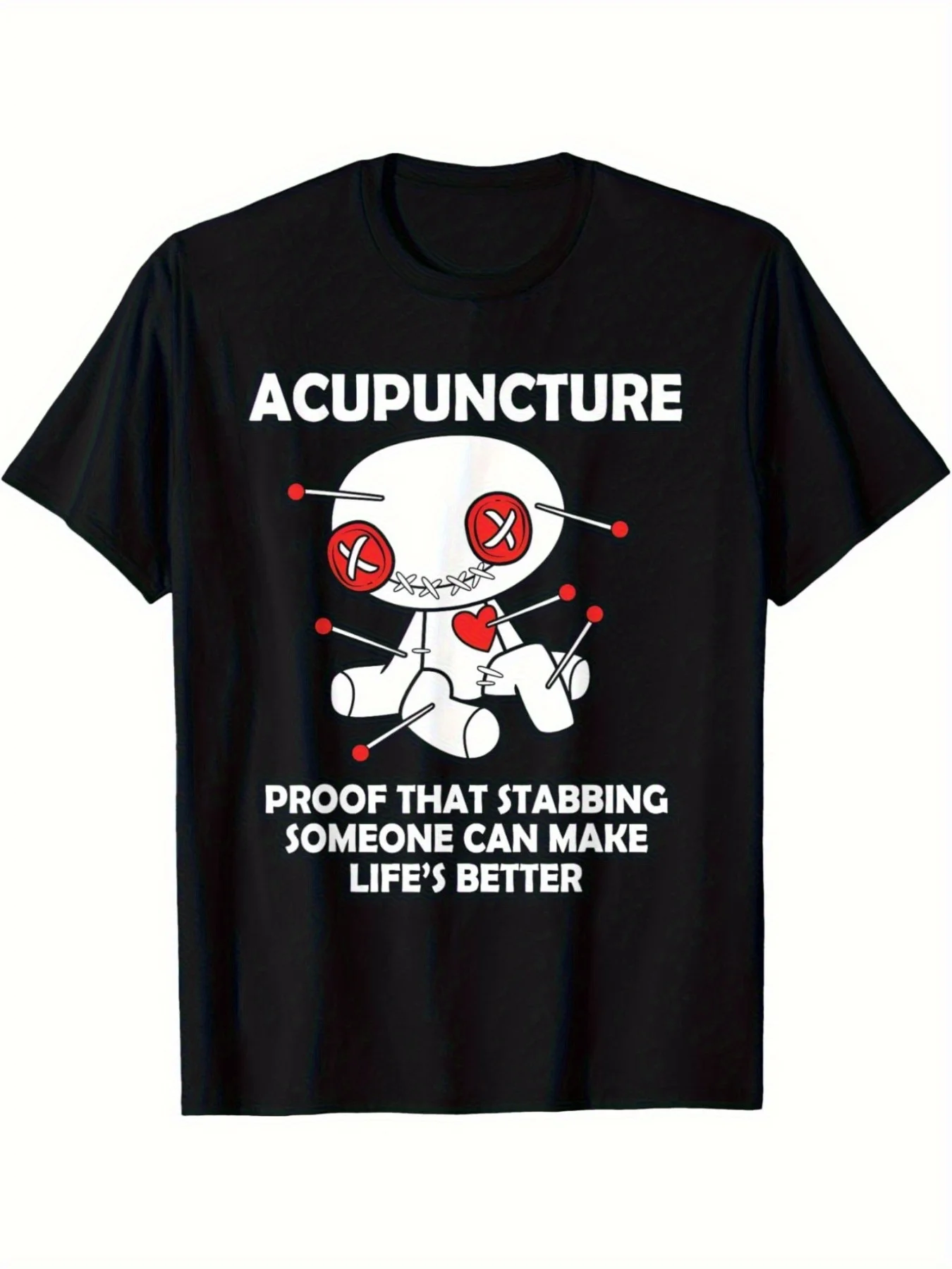 2026 Men's & Women's 180g 100% Cotton T-Shirt - Funny Voodoo Doll Goth Emo Acupuncture Graphic Tee with 