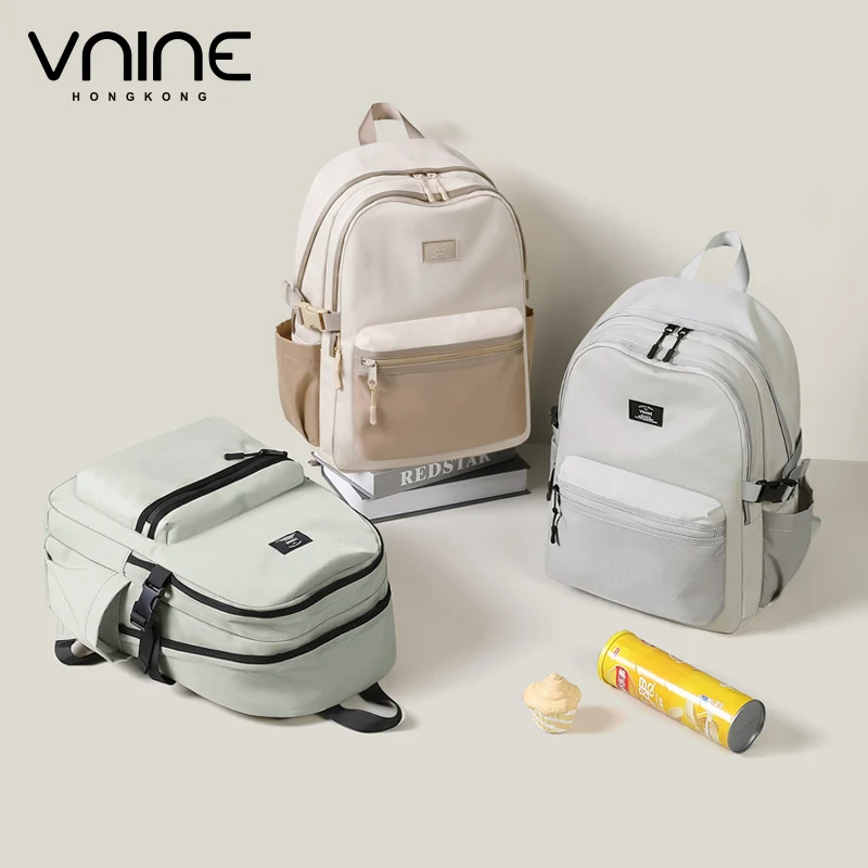 V.NINE-mochilas Unisex impermeables de nailon para ordenador portátil de 15 pulgadas, mochila informal para hombre y mujer, bolsa ligera con múltiples bolsillos