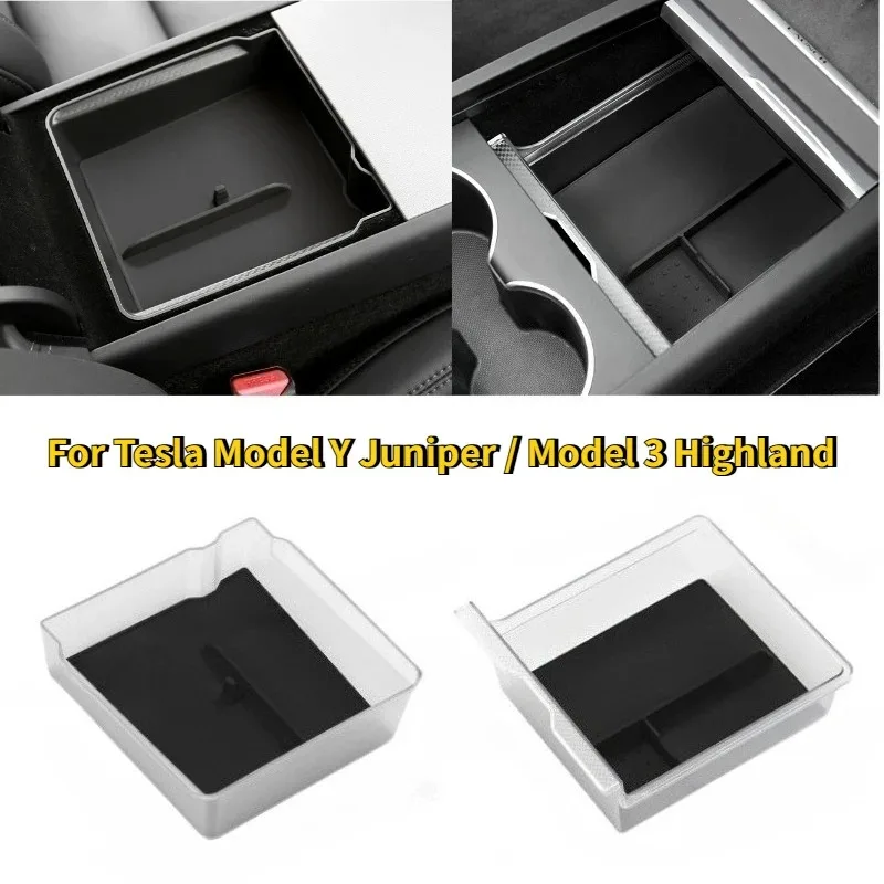 

Central Control Storage Box for Tesla Model Y Juniper 2025 Model 3 Highland Armrest Box Storage Organizer Tray Car Accessories ﻿