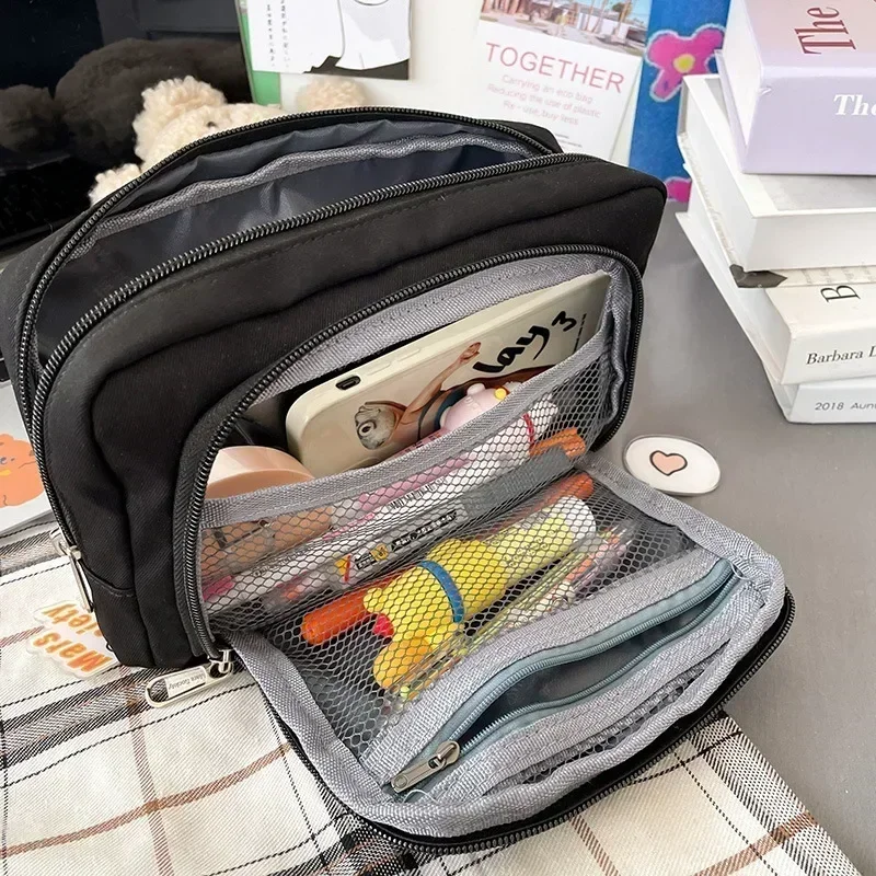 2025 New Pencil Case for Fall Stationery Bag for Primary and Secondary School Students Japanese Makeup Bag Net Storage Bag