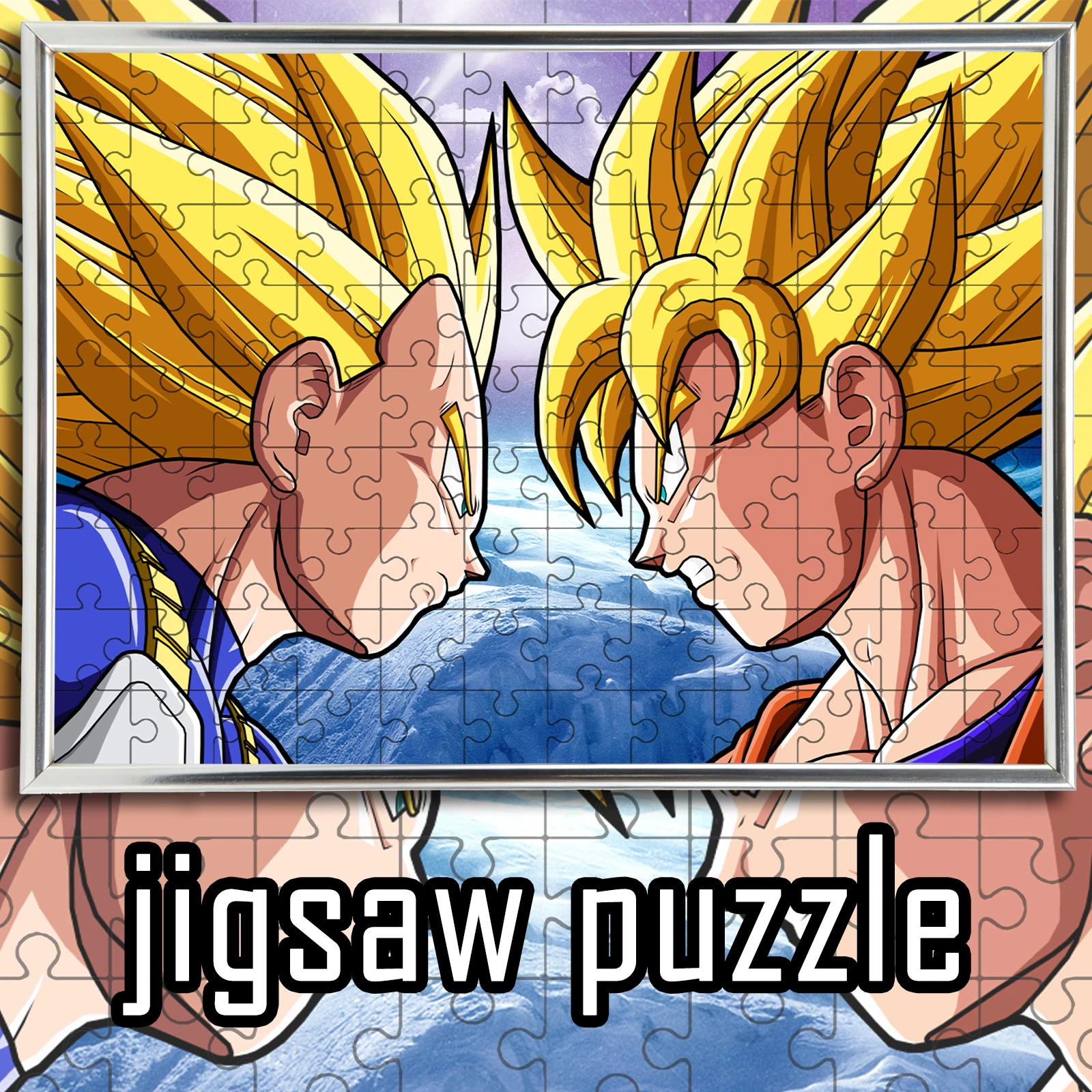 

Деревянный пазл Dragon Ball: Гоку и Вегета в режиме Супер Сайян (108/200/300/500/1000 элементов) в цветной коробке