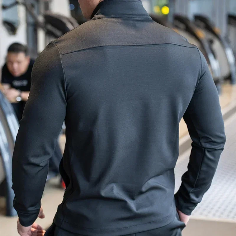 Mens Gym Fitness Shirts Tops High Quality Running Sport Jacket Outdoor Workout Sunscreen Clothing Training Sweatshirt Zipped