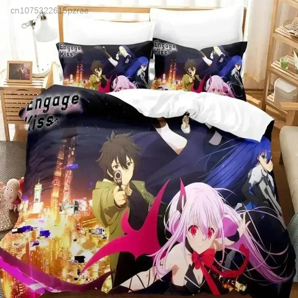 New Print Anime Engage Kiss Bedding Set Quilt Cover Twin Full Queen King Size With Pillowcases Bed Set Aldult Bedroom Decor Gift
