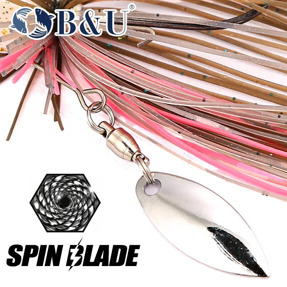 B&U Vibration Chatterbait Bladed Jig Needle Spinner Stinger Hook Wire Power Bait Pike Bass Jig Angelköder – Detail 5