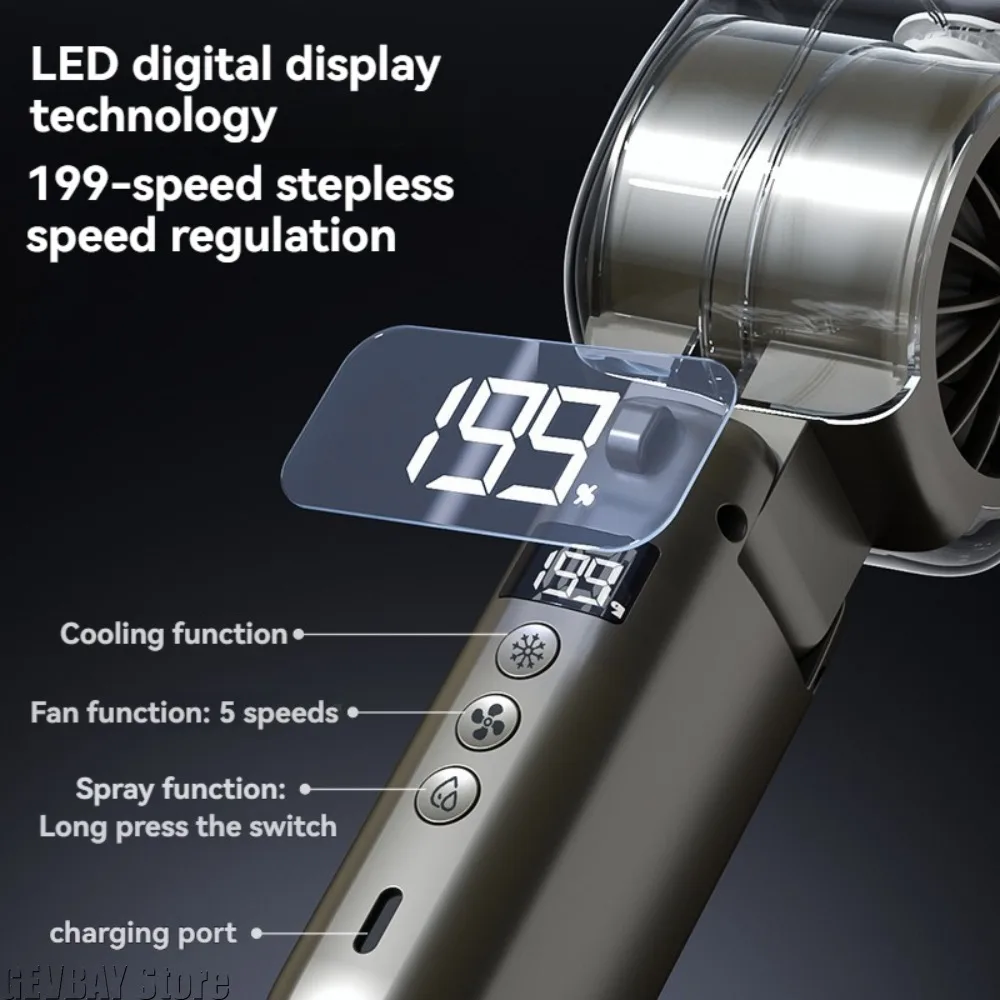 2026 New High-Speed Turbo Mini Air Cooler, Portable Handheld Fan with Spray & Semiconductor Cooling for Office