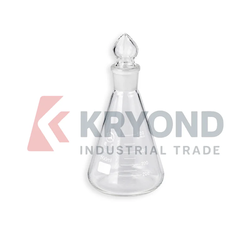 500ml Glass Erlenmeyer Flask with Cap Conical Triangle Laboratory Glassware Chemistry Research Use Pack Experiment Vessel Series