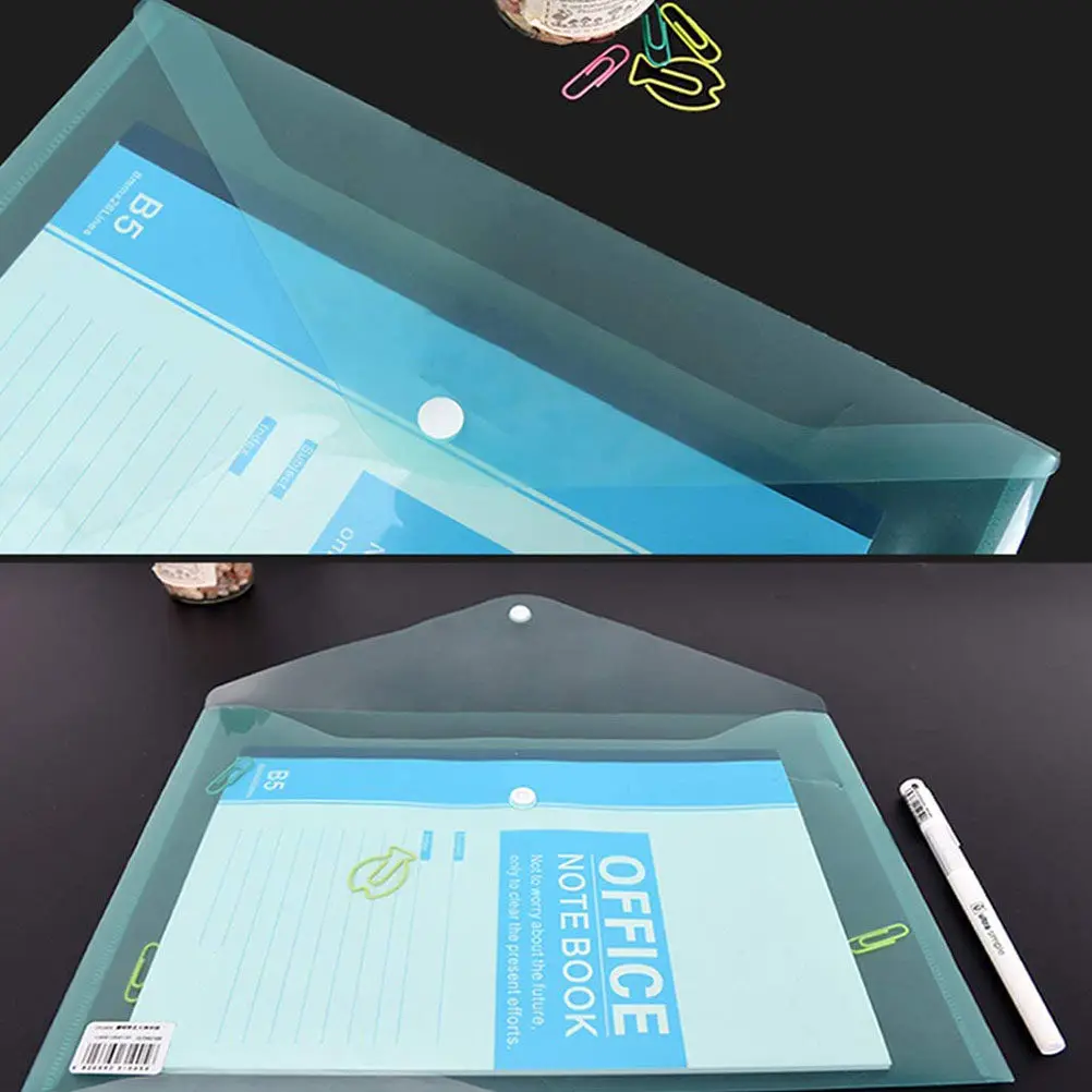 12Pcs Colorful File Bag A4 Transparent Document Organizer Premium PP Plastic Storage Pouch for Receipts Records Pens Pencils
