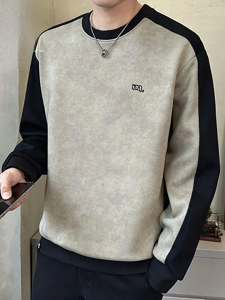 

Мужская толстовка с капюшоном, весна 2026, новая американская трендовая модель, с цветными блоками, круглым вырезом, повседневная, удобная, из смесового хлопка и полиэстера