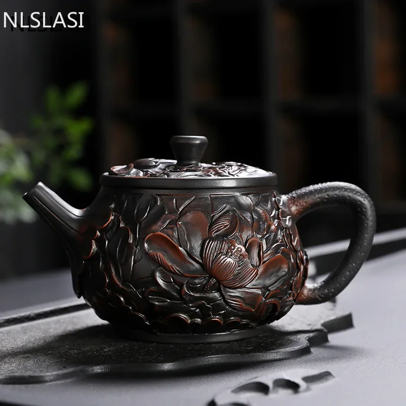 

200ml Classic Yixing Purple Clay Teapots Raw Ore Black Mud Dragon Egg Tea Pot Tea Ceremony Accessories Customized Zisha Teaware