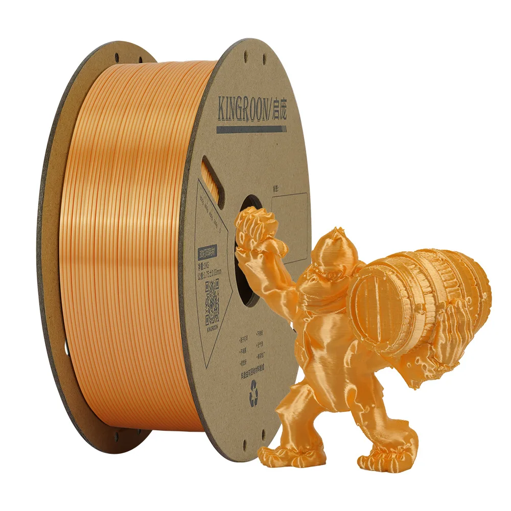 PLA 실크 3D 프린터 필라멘트 1.75mm 1KG 단색 고광택 매끄러운 인쇄 막힘 없음 스트링링 없음 광택 마감 소재