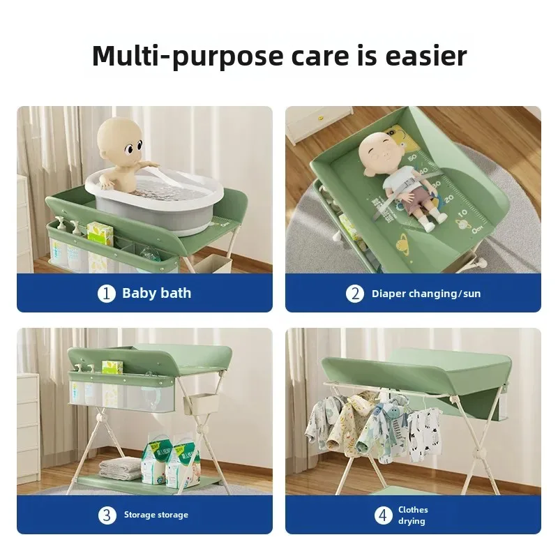 EG180 Multi-Function Baby Diaper Changing Table, Foldable Newborn Massage Table, Portable Baby Care Station