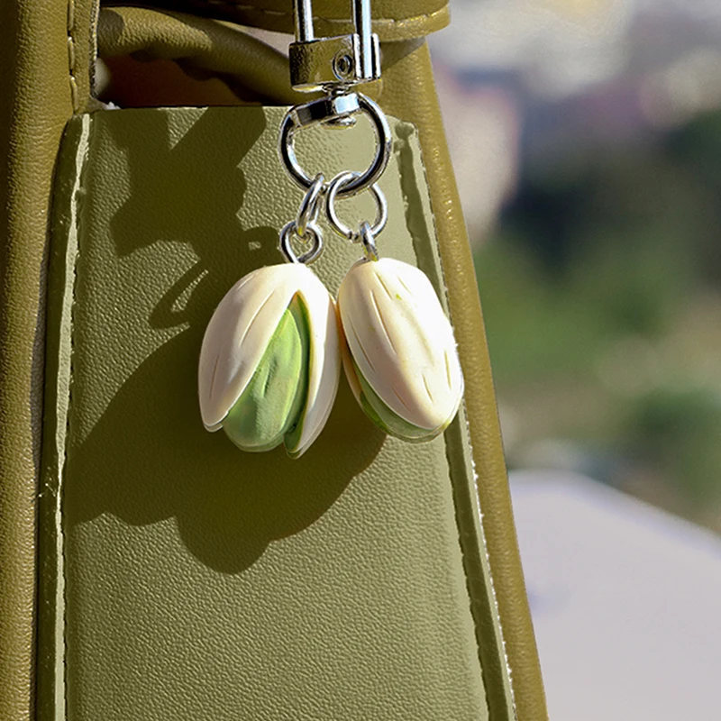 1Pcs Pistachio Keychain Creative Food Series Personality Backpack Pendant Cute Lady Pendant Trinket Simulation Food