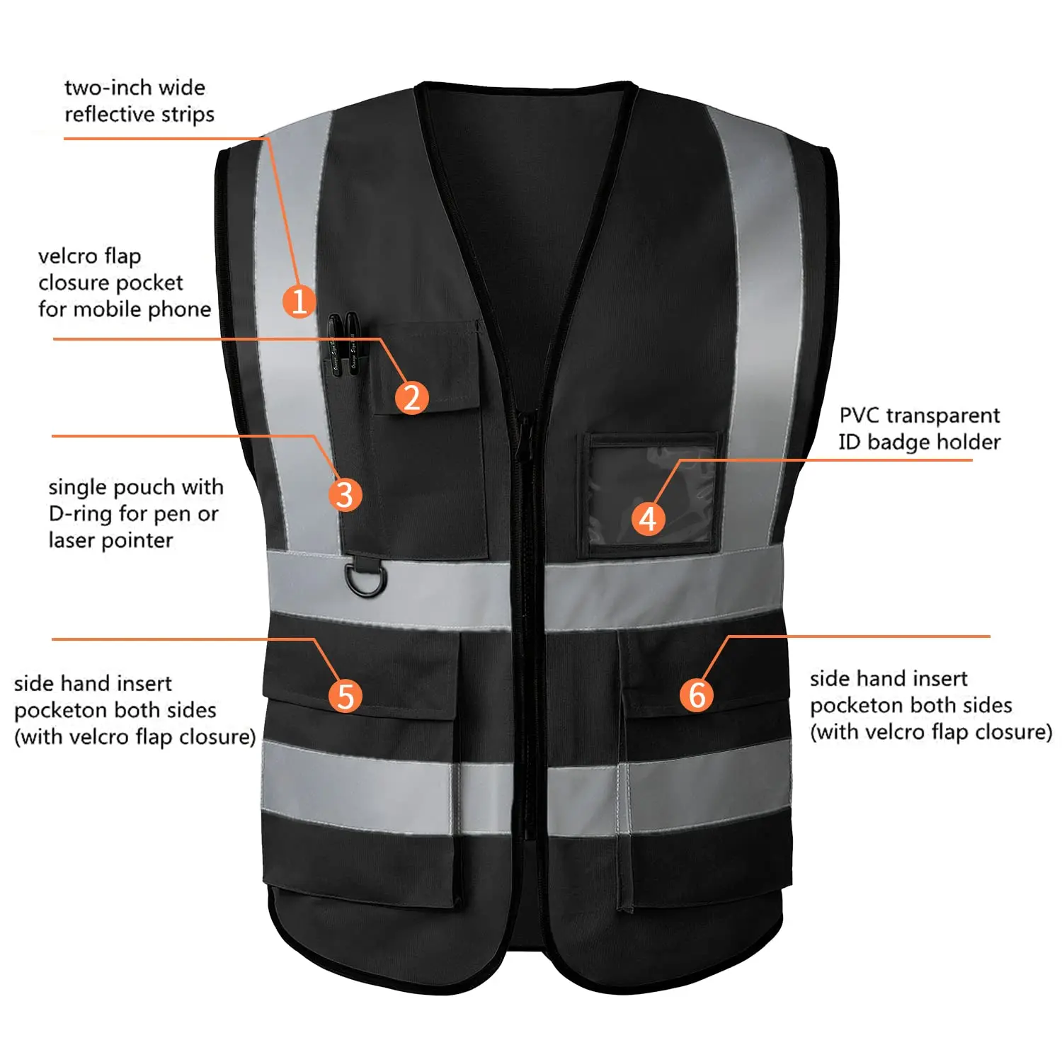 Reflective Safety Vest High Visibility  XXXL Motorcycle Jacket Safety Vest Fluorescent Signal Police For Men Woman