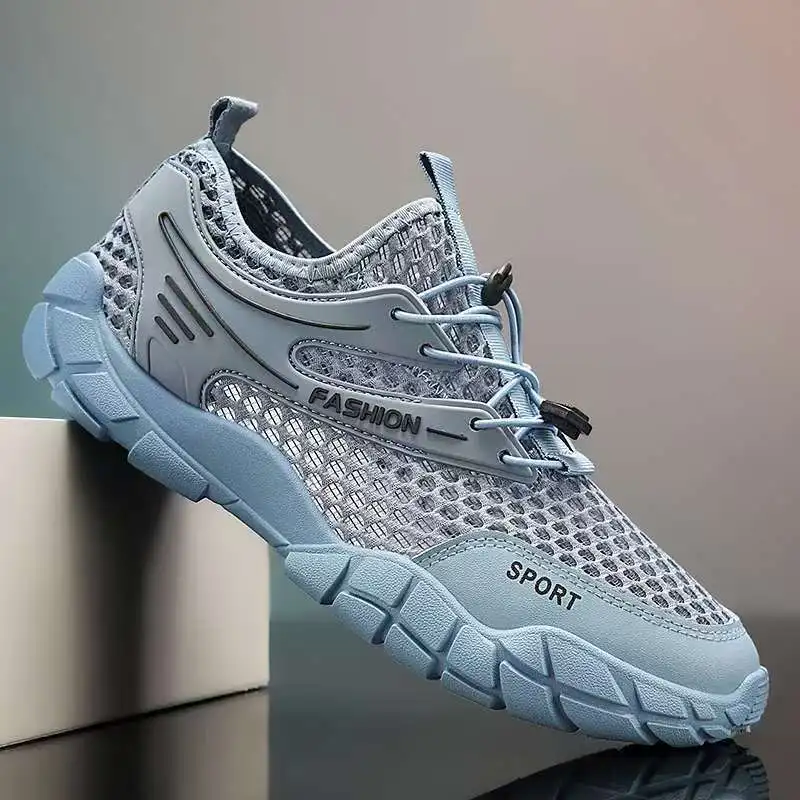 New Summer Men Casual Sneakers Breathable Mesh Shoes Mens Non-Slip Outdoor Hiking Shoes Mens Climbing Trekking Shoes