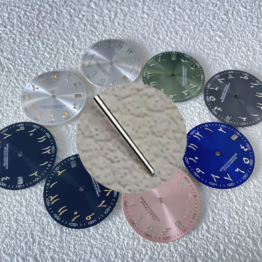 Lucernario singolo 28,5 mm S logo quadrante con numeri arabi Adatto movimento nh35 S accessori per orologi nh35 non luminoso Strumento di riparazione dell'orologio